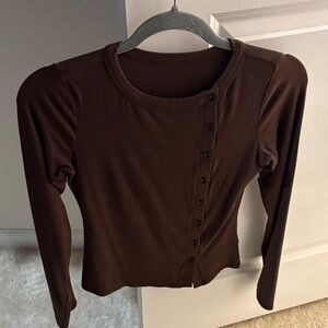 Brown Button-Up Women's Top